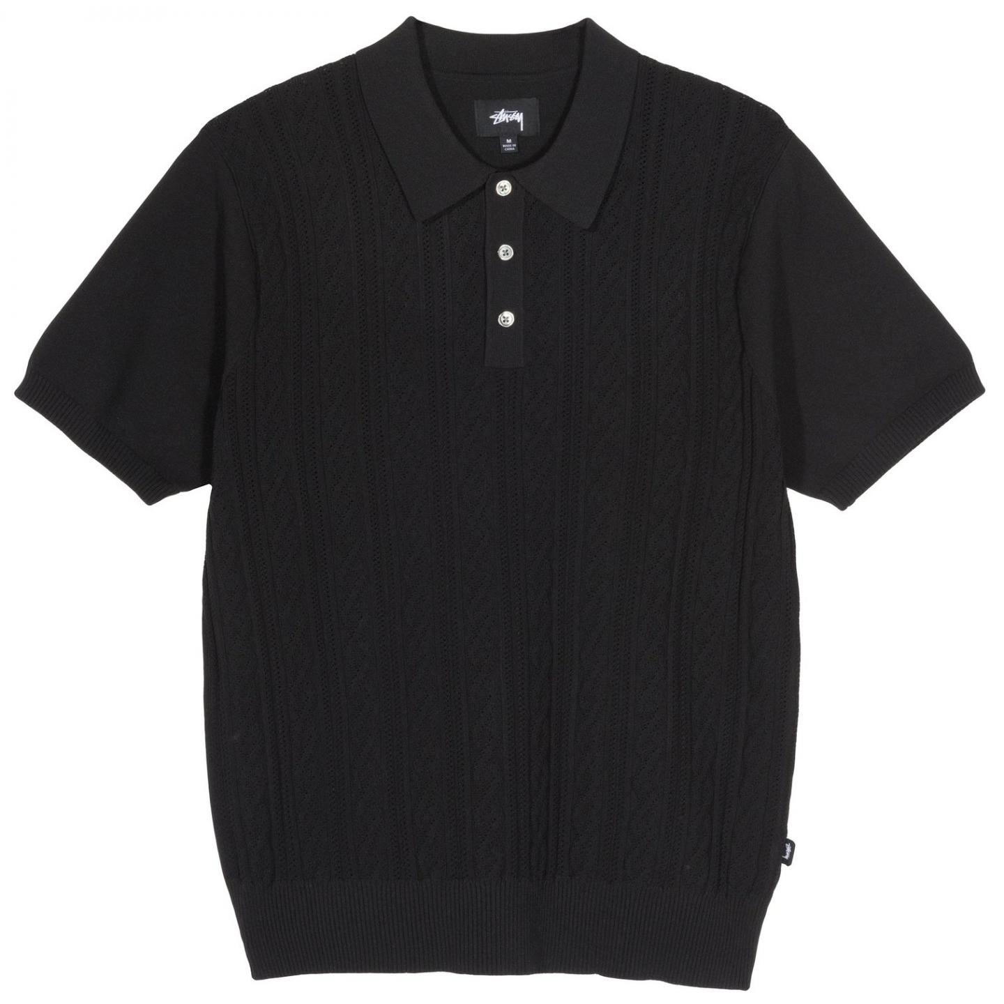 Shirts | Stussy Mens Cable SS Polo Black