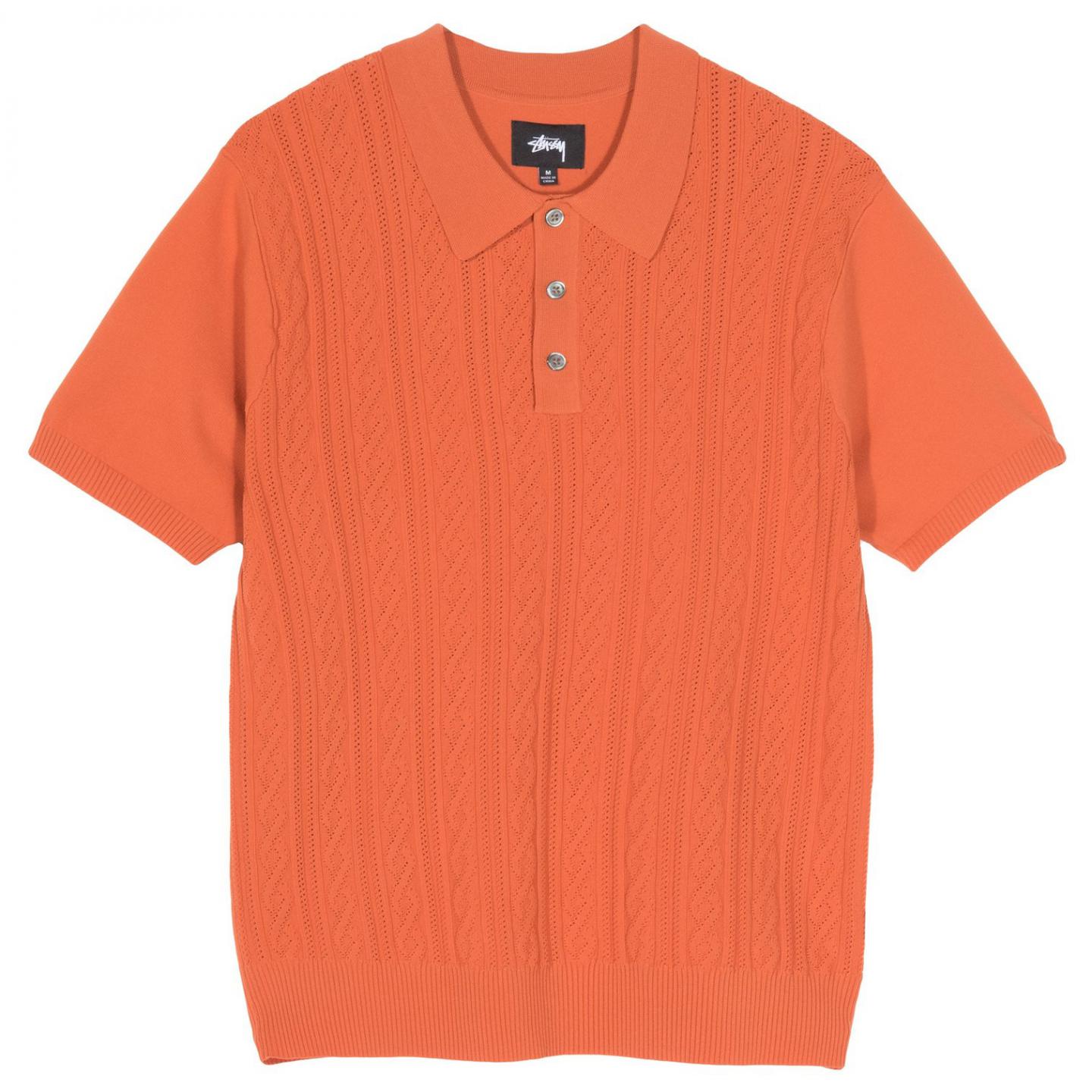 Shirts | Stussy Mens Cable SS Polo Rust